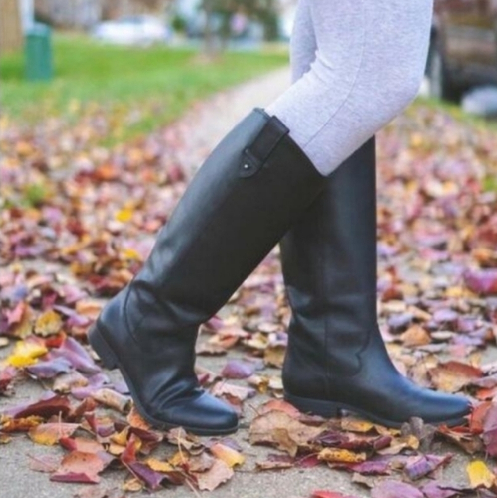 Frye & Co. Tania Pull-On Black Leather Riding Sz 6